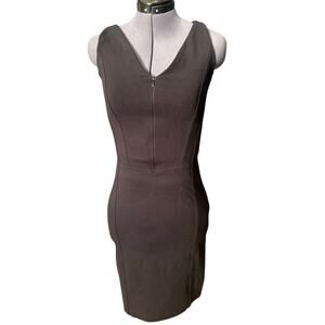 VTG Shape FX Y2K Black Bodycon Dress Zip Front Sleeveless V Neck Clubwear Mini